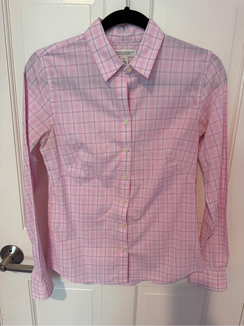 Banana Republic Light Pink Plaid Dress Shirt - Size 4
